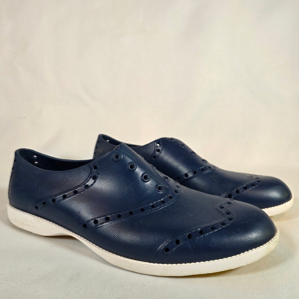 Biion Oxford Navy Blue Slip On Golf Shoes Womens 8 Wingtip Brogue EVA Waterproof
